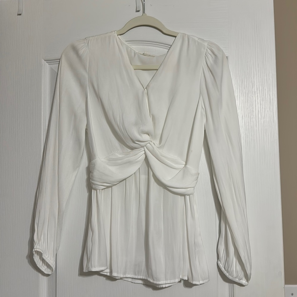 Pleione white womens long sleeve top size S